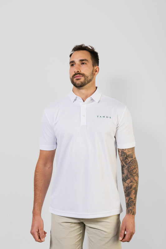 Tanos Pro White Golf Polo – Lightweight & Athletic Fit